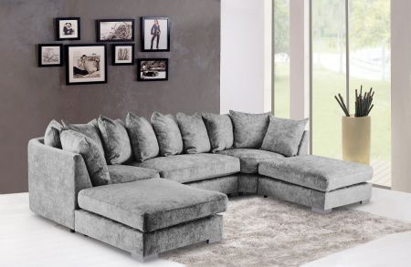 Brixton Large Corner U Shape Sofa Chenille Fabric with 2 removable footstools