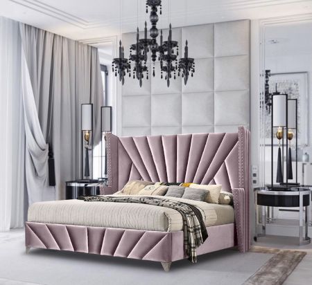 The Matrix Plush Velvet Fabric Bed Frame