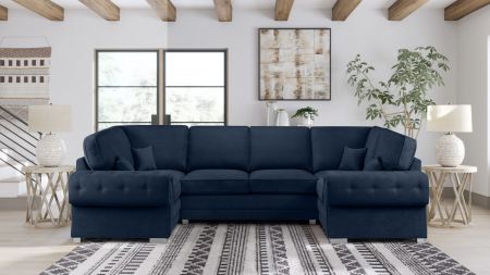 Verona U Shape Large Sofa Scatterback Velour Velvet Fabric