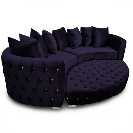 Verve Plush Velour Fabric Designer Curve Sofa